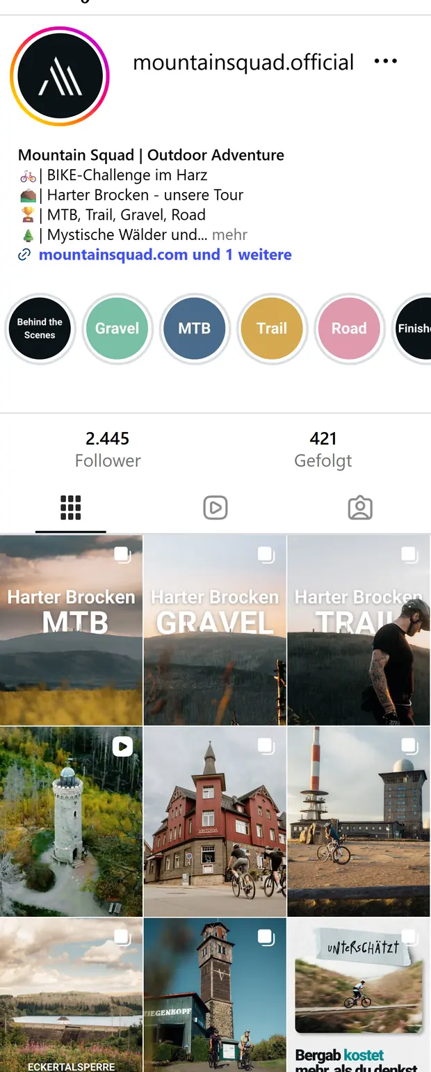 Instagram-Profil von Mountainsquad